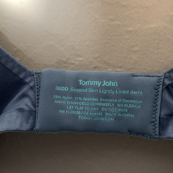 TOMMY JOHN SECOND SKIN LIGHTLY LINED WIRELESS DEMI BRA IN FLINT STONE SIZE 32D - Picture 5 of 6